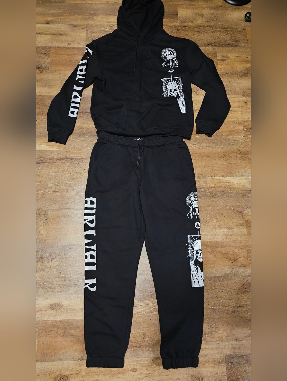 Airwalk Black Hoodie and Joggers Set with White Logo Accent